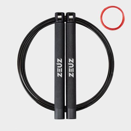 Corde à sauter ZEUZ pour Functional Fitness et Fitness – Réglable – Noire