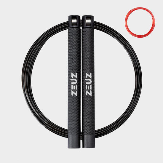 Corde à sauter ZEUZ pour Functional Fitness et Fitness – Réglable – Noire