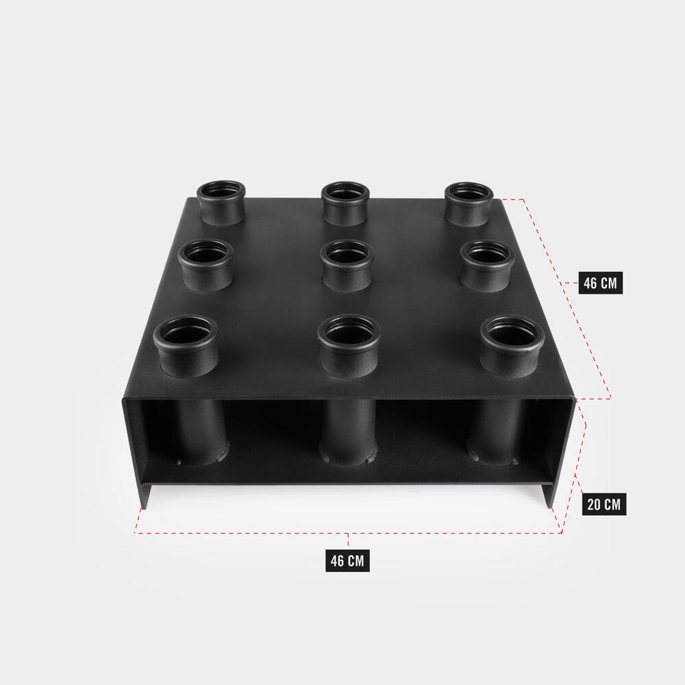 Suporte de parede ZEUZ para 9 barras de halteres – Preto 5/6