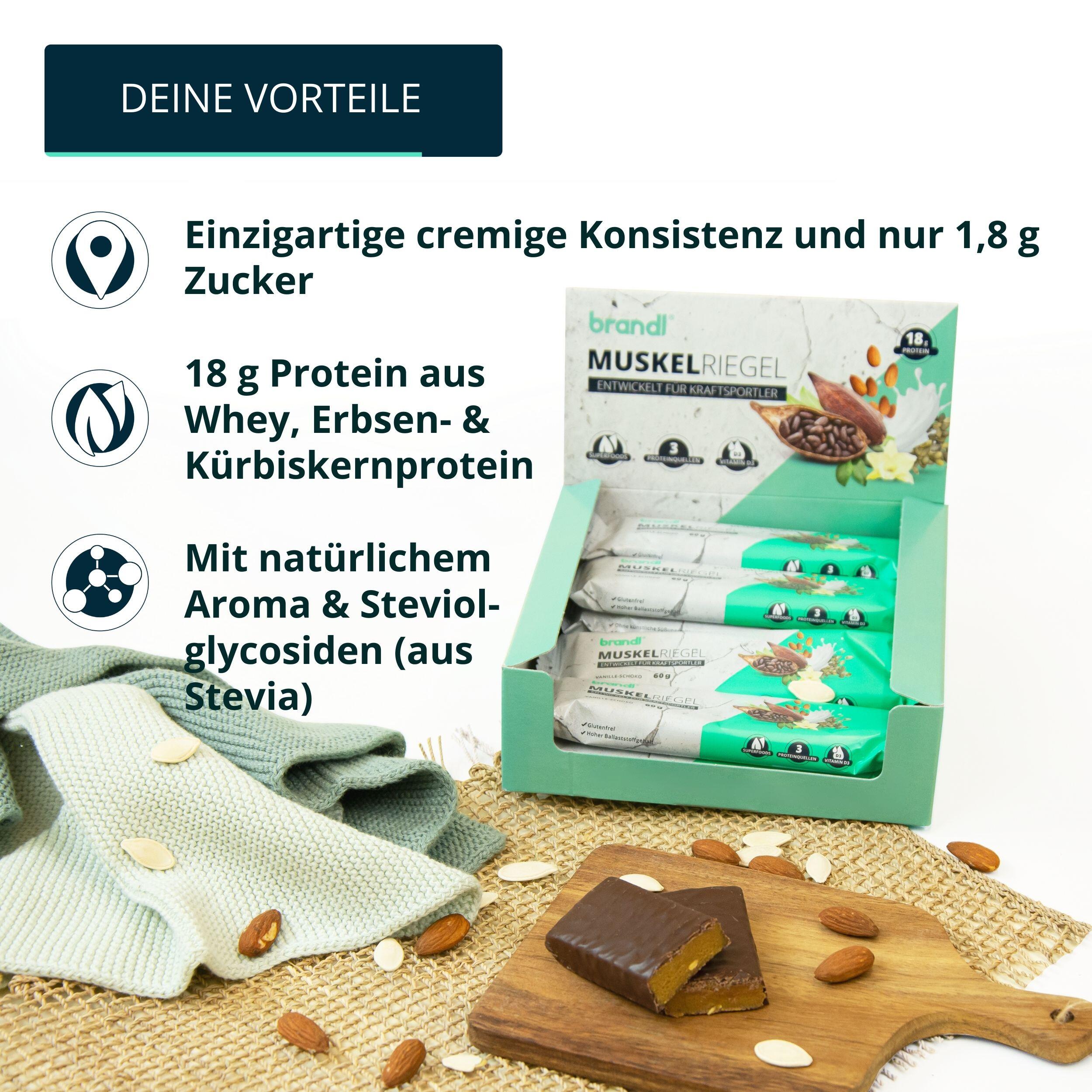 brandl® Eiweiß-Riegel mit 18g Eiweiß aus 3 Quellen 3/6