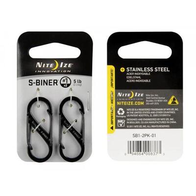 Nite-ize s-biner karabijnhaak 2-pack zwart