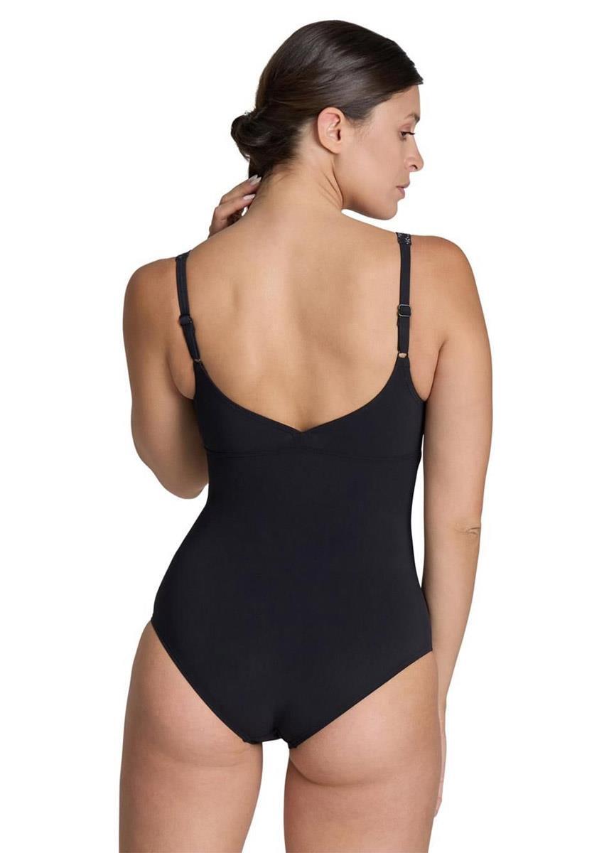 Bañador Arena Bodylift Laura Wing Back - Negro/Plateado/Multicolor - Talla 40 3/5