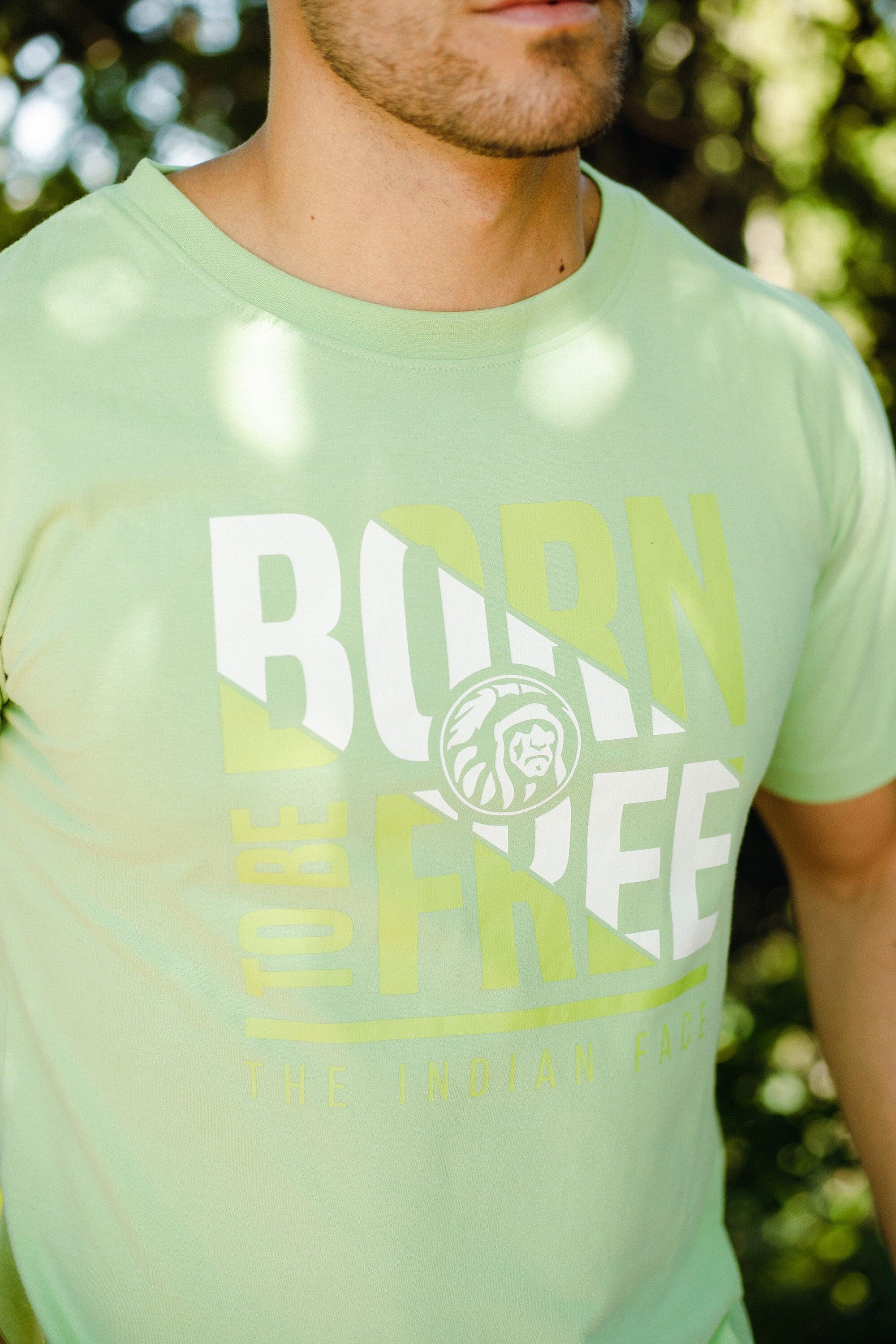 Camiseta adulto de Fitness The Indian Face Unisex Born to be Free Green 2/5