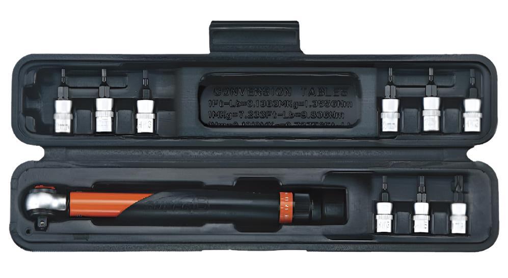 Super B Cone Torque Wrench Set 3-15Nm 1/4" Drive 9 Bits