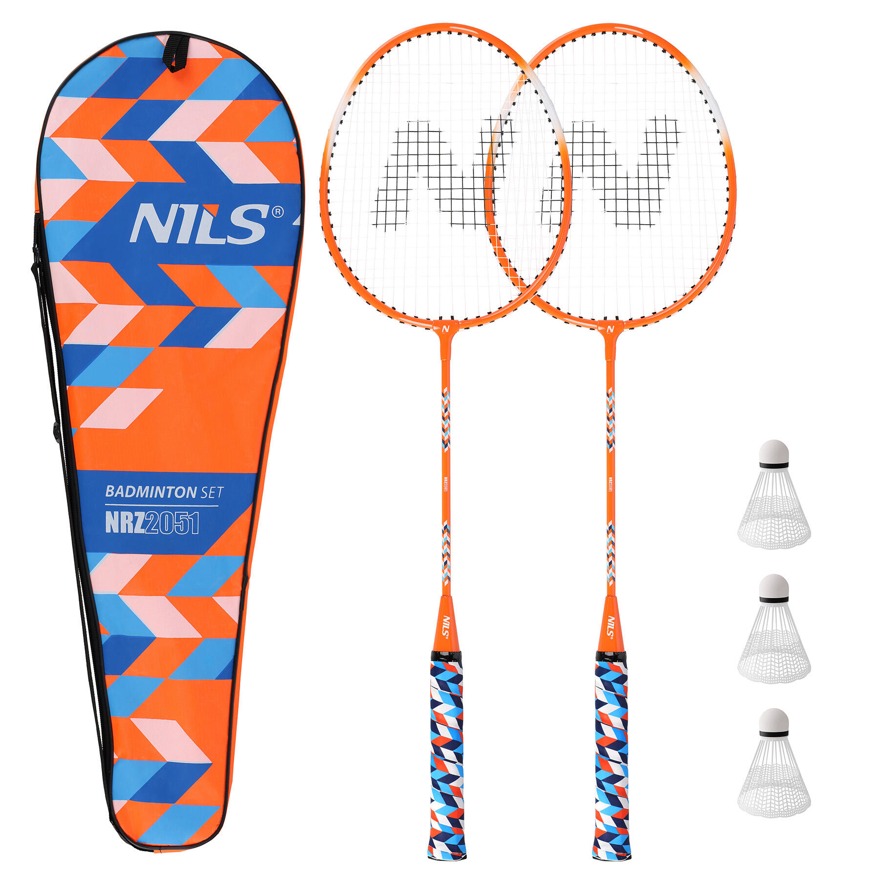 Nils - Set Aluminium / Badminton 2 Raquettes + 3 Volets + Étui Nils Nrz2051 - Raquette De Badminton - Blanc|orange - No Size - Decathlon