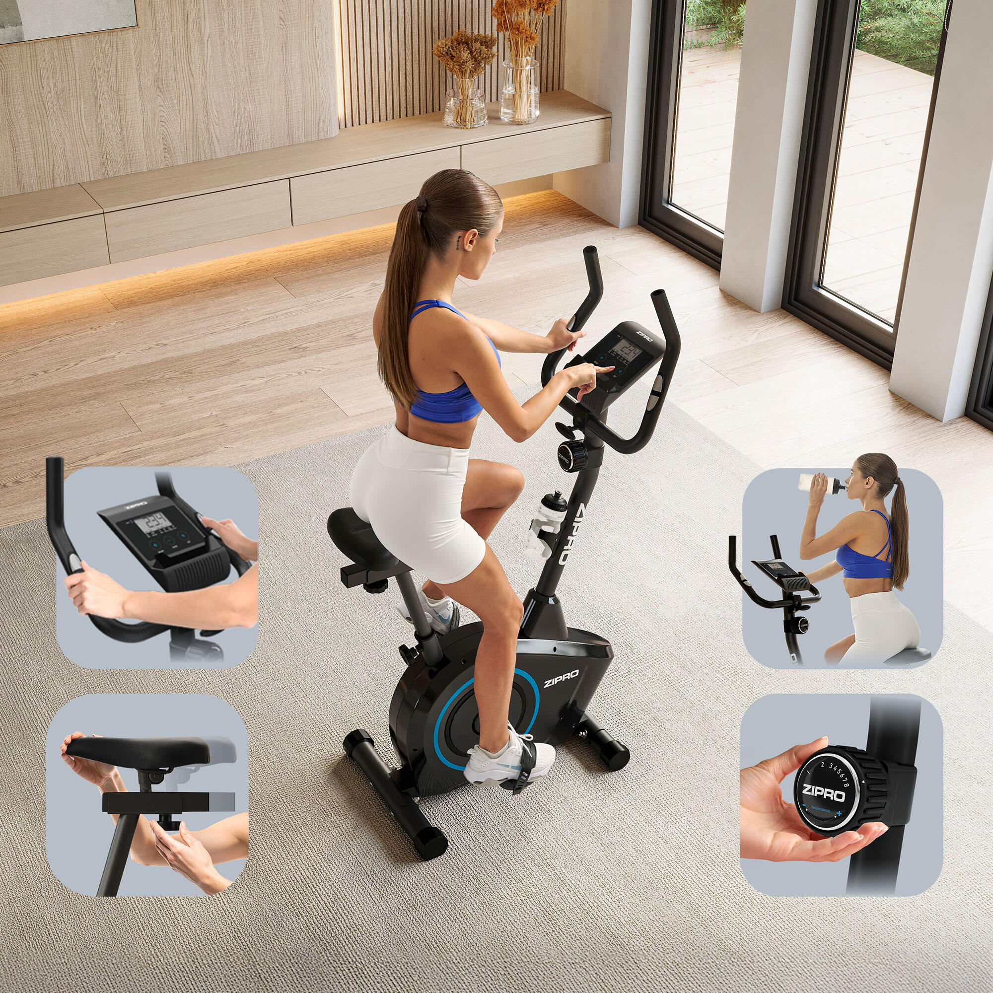Hometrainer Zipro Boost magnetische voor fitness en cardio 2/8
