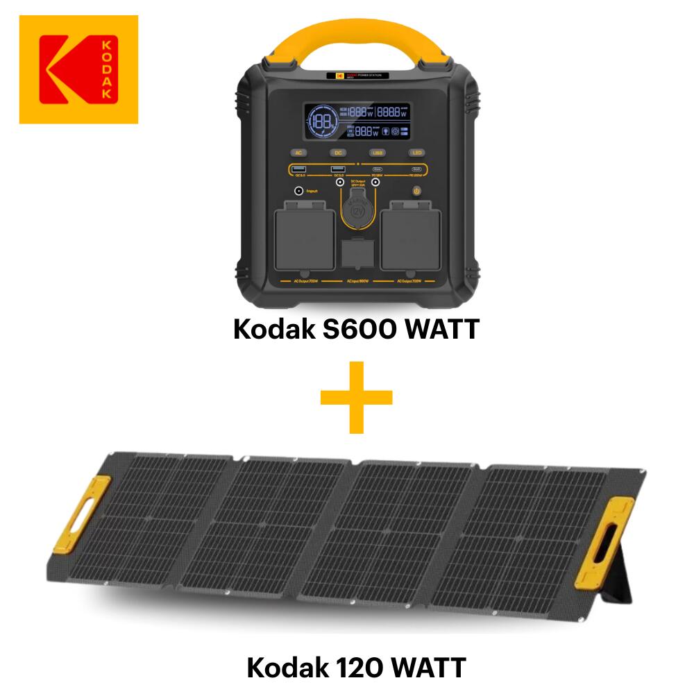 Kodak - Kodak Kit Station Électrique Portable S600 + Panneau Solaire 120w - Pour Camping - Batterie - Noir - No Size - Decathlon