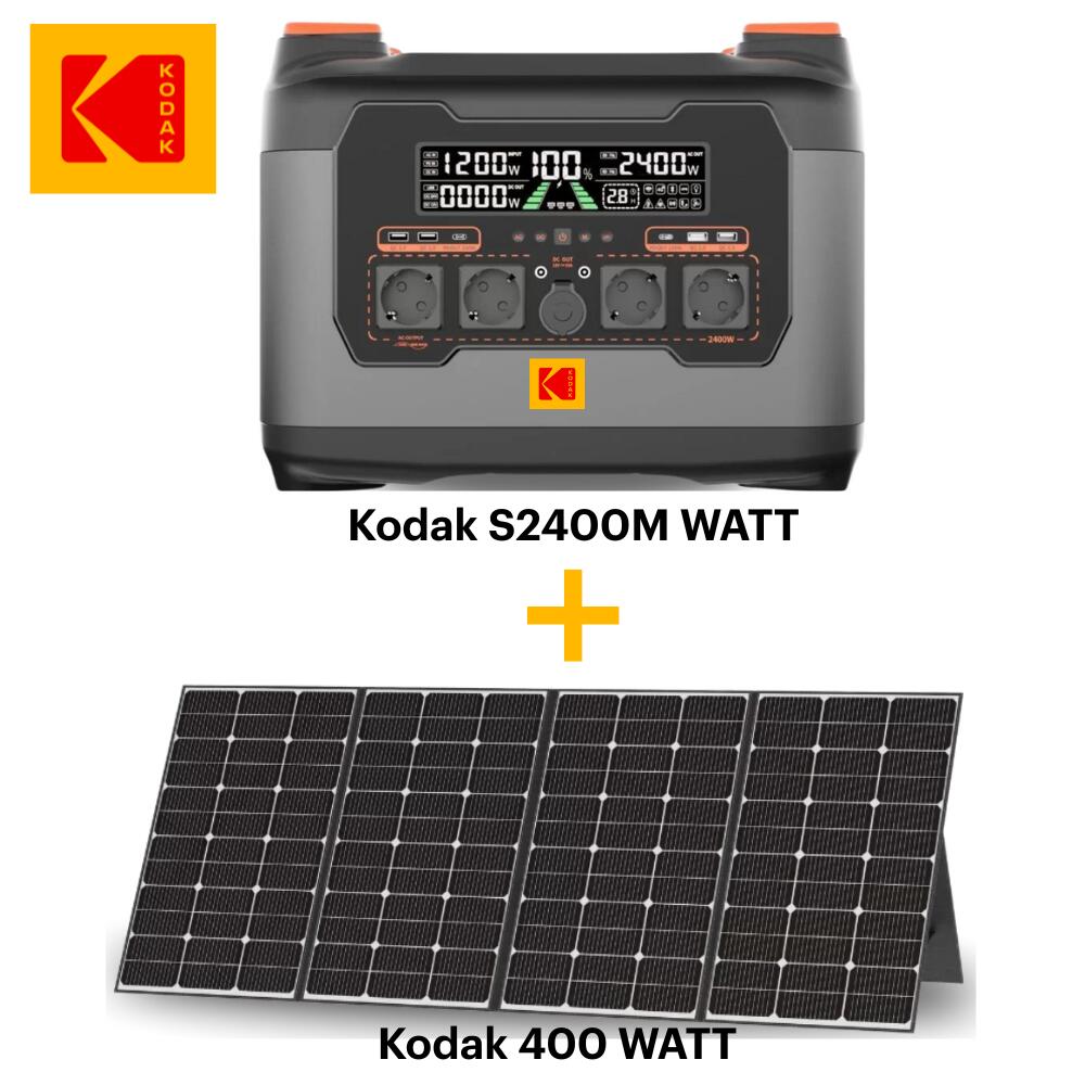 Kodak - Kodak Kit Station Électrique Portable S2400 + Panneau Solaire 400w - Multi Fonc. - Batterie - Noir - No Size - Decathlon