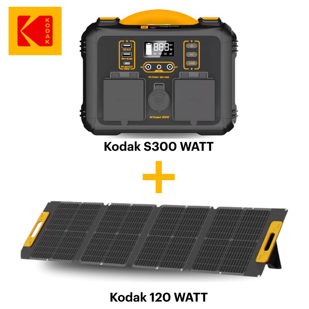 Kodak - Kodak Kit Station Électrique Portable S300 + Panneau Solaire 120w - Pour Camping - Batterie - Noir - No Size - Decathlon