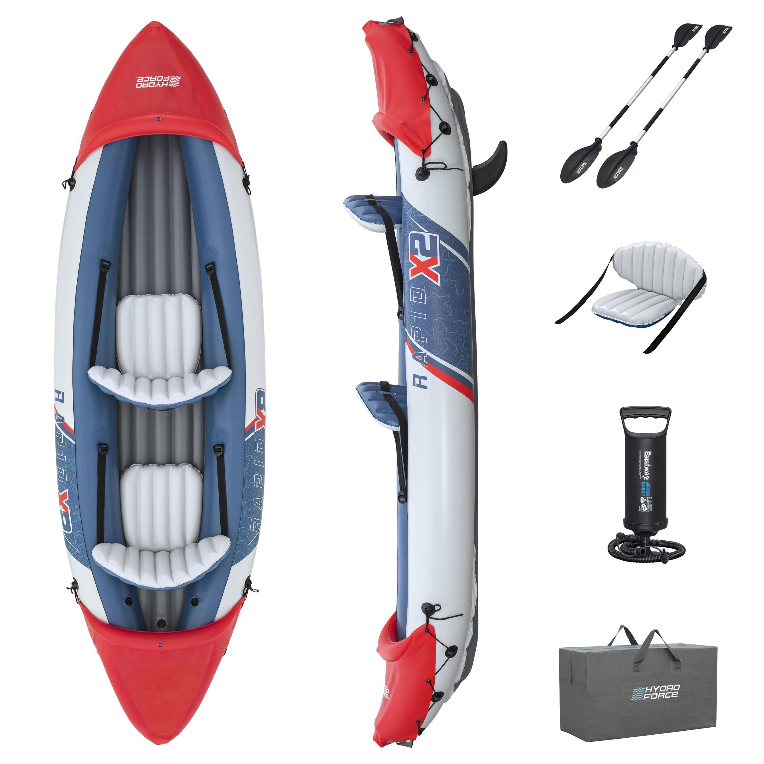 Bestway 2-Person Inflatable Kayak with Oars Removable Fins, Carry Bag and Pump 6/6