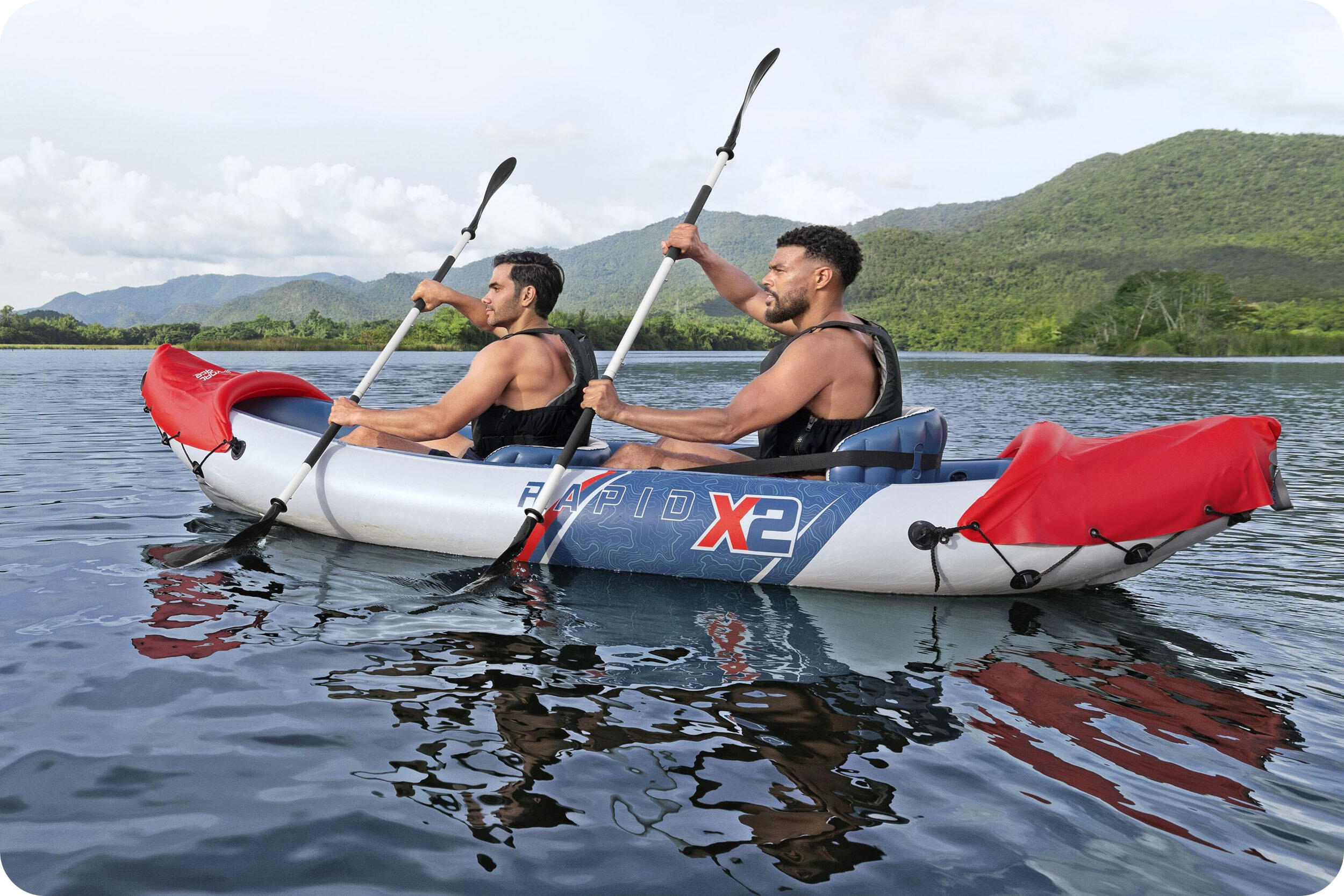 Bestway 2-Person Inflatable Kayak with Oars Removable Fins, Carry Bag and Pump 4/6
