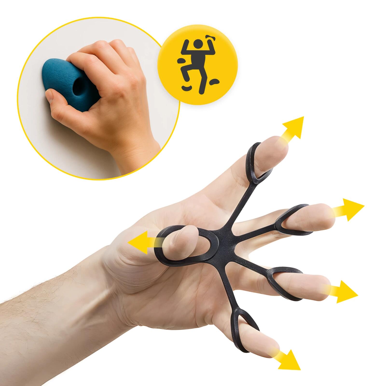 Vinger Extensie Elastiek Set 3st Hand Pols Latex Revalidatie Grijpkracht 1-5kg 2/7