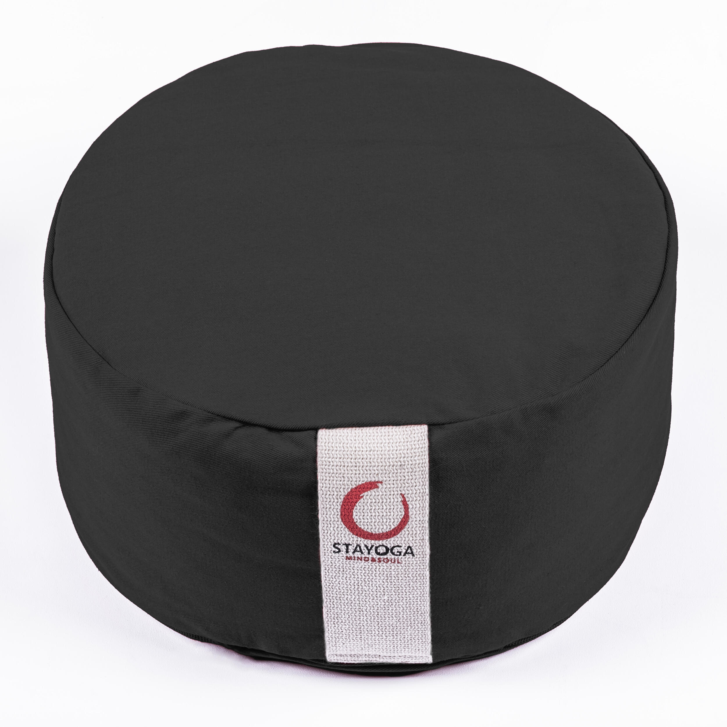 STAYOGA Cojín Zafu Redondo Cilindrico Negro, ideal para yoga, meditación y mindfulness
