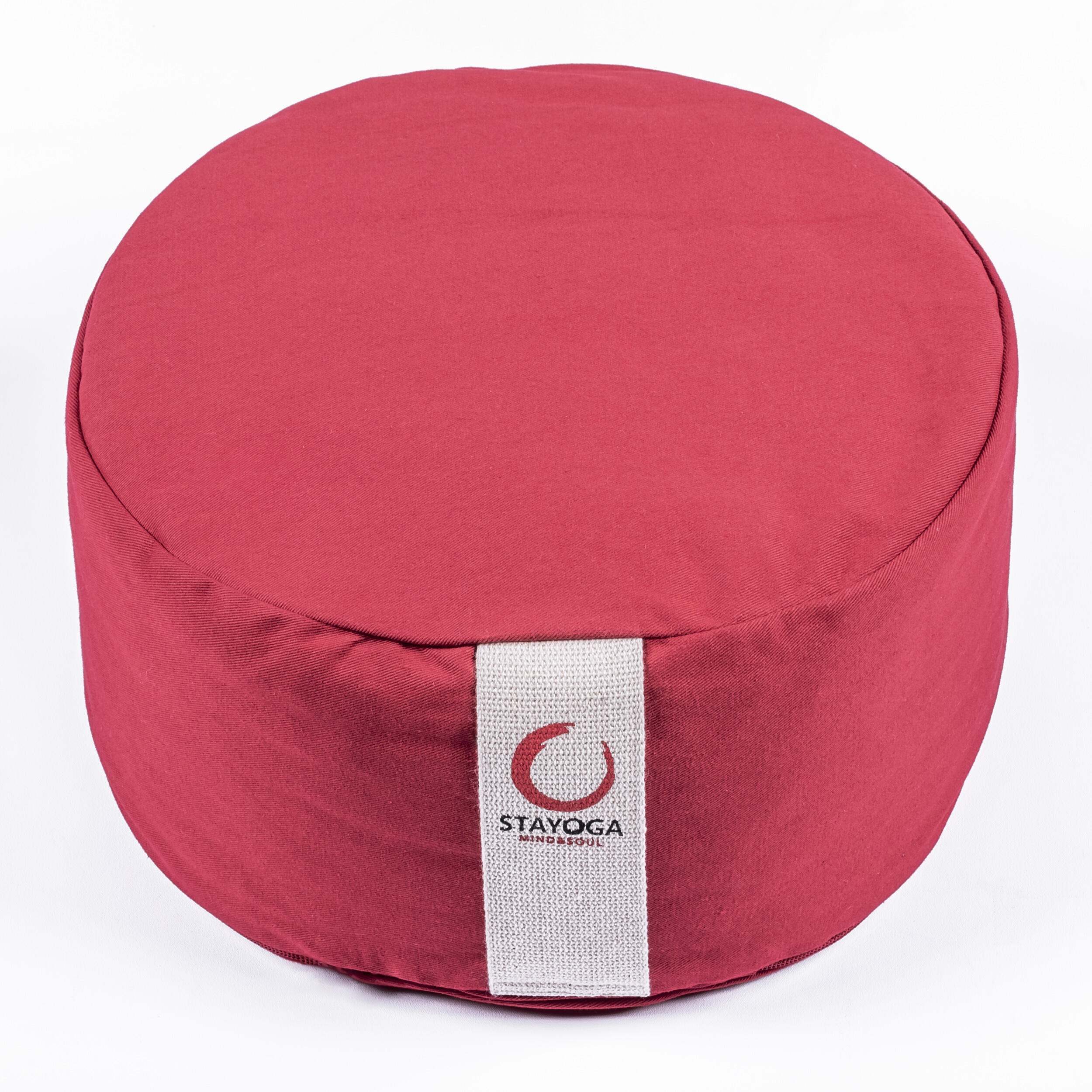 STAYOGA Cojín Zafu Redondo Cilindrico Rojo, ideal para yoga, meditación y mindfulness
