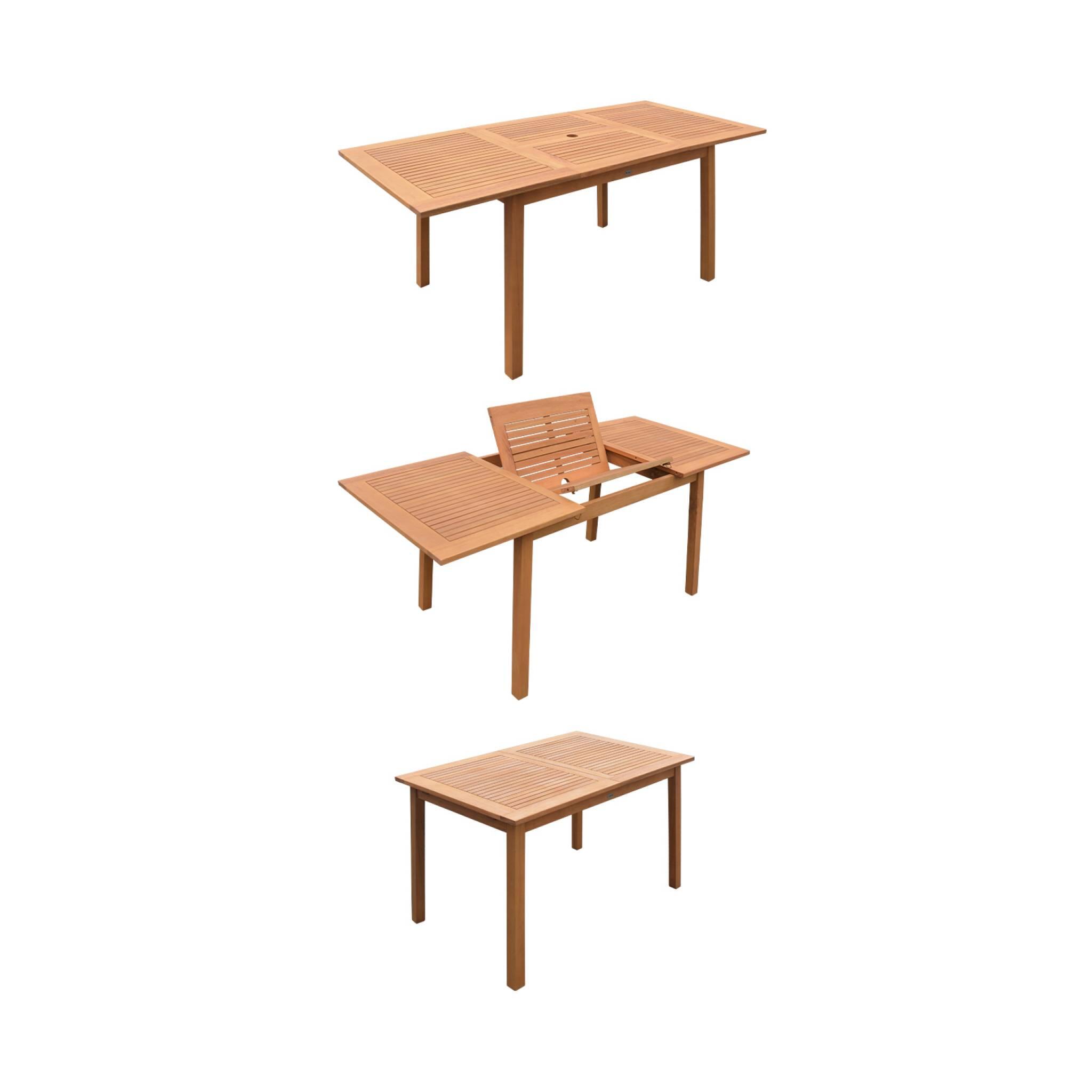 Mesa de jardim extensível em madeira, 6 cadeiras, Verde caqui 5/5