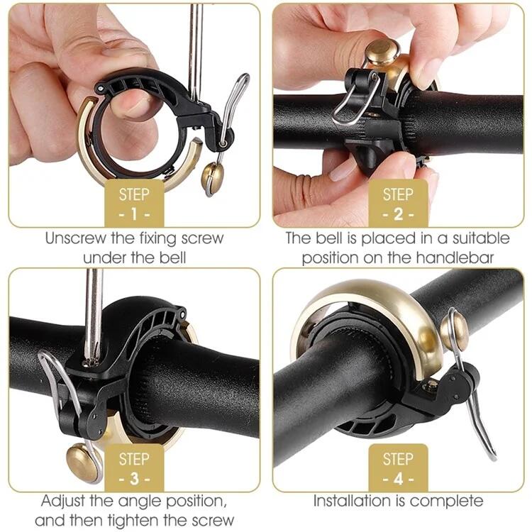 Mini sonnette de vélo, coque en cuivre - Noir 7/7