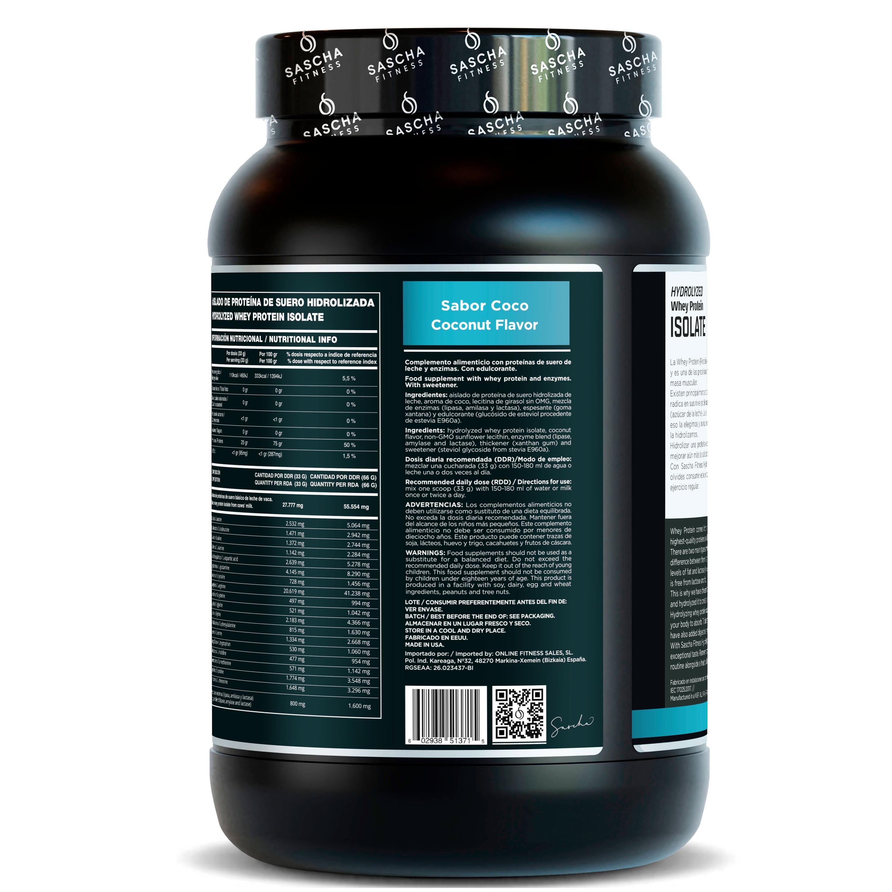 Proteína Whey Hidrolizada y Aislada sabor Coco (957 g) 4/4