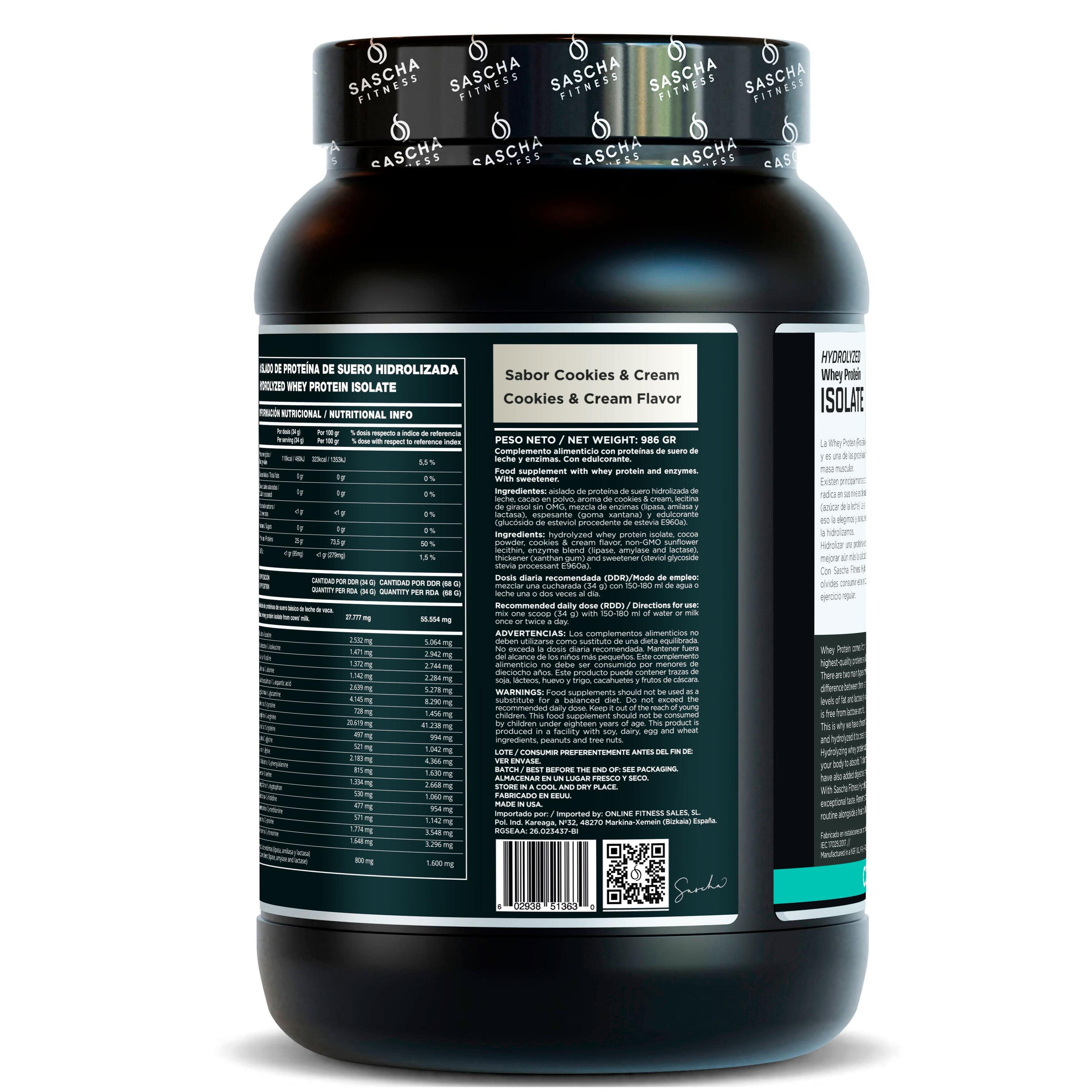 Proteína Whey Hidrolizada y Aislada sabor Cookies (986 g) 4/4