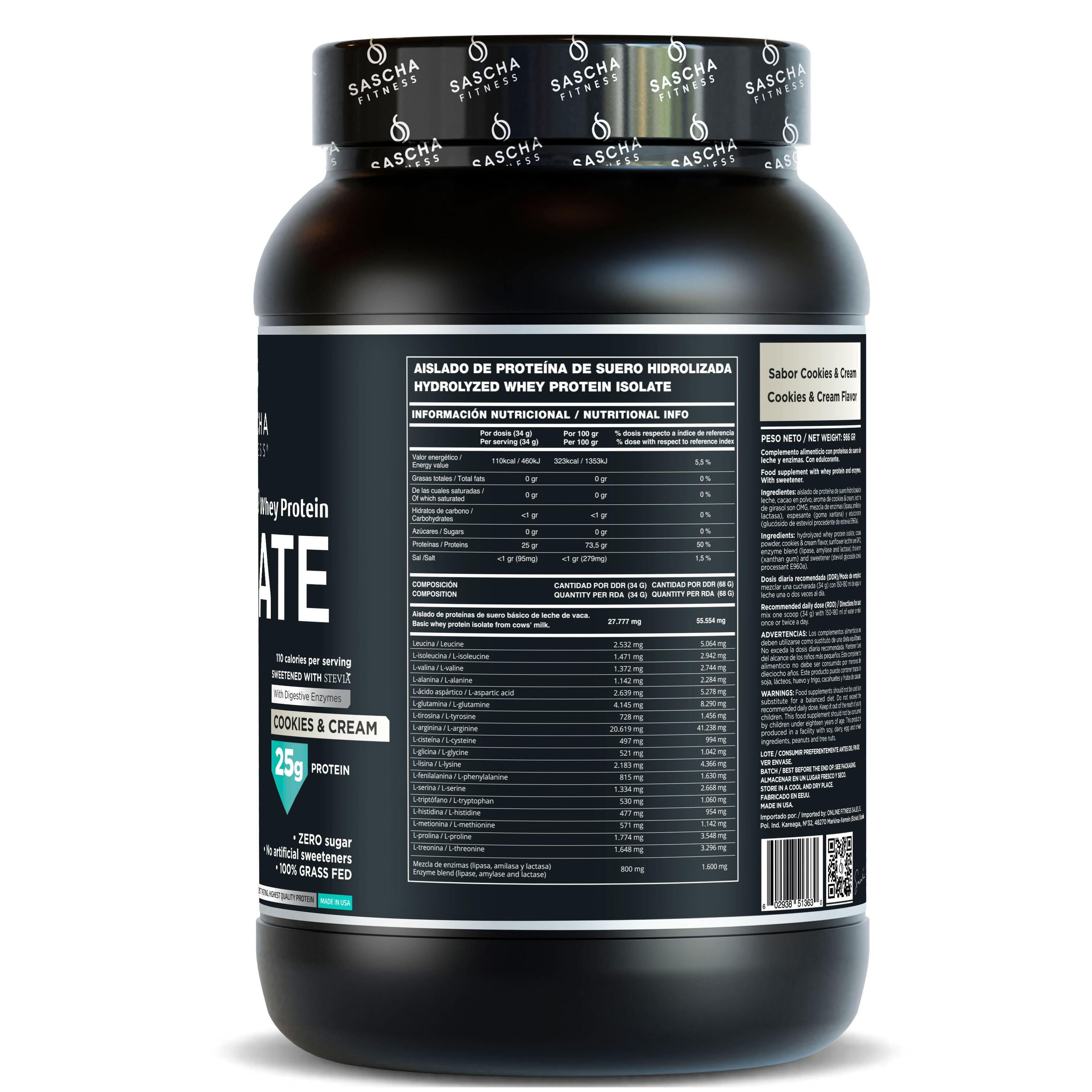Proteína Whey Hidrolizada y Aislada sabor Cookies (986 g) 2/4