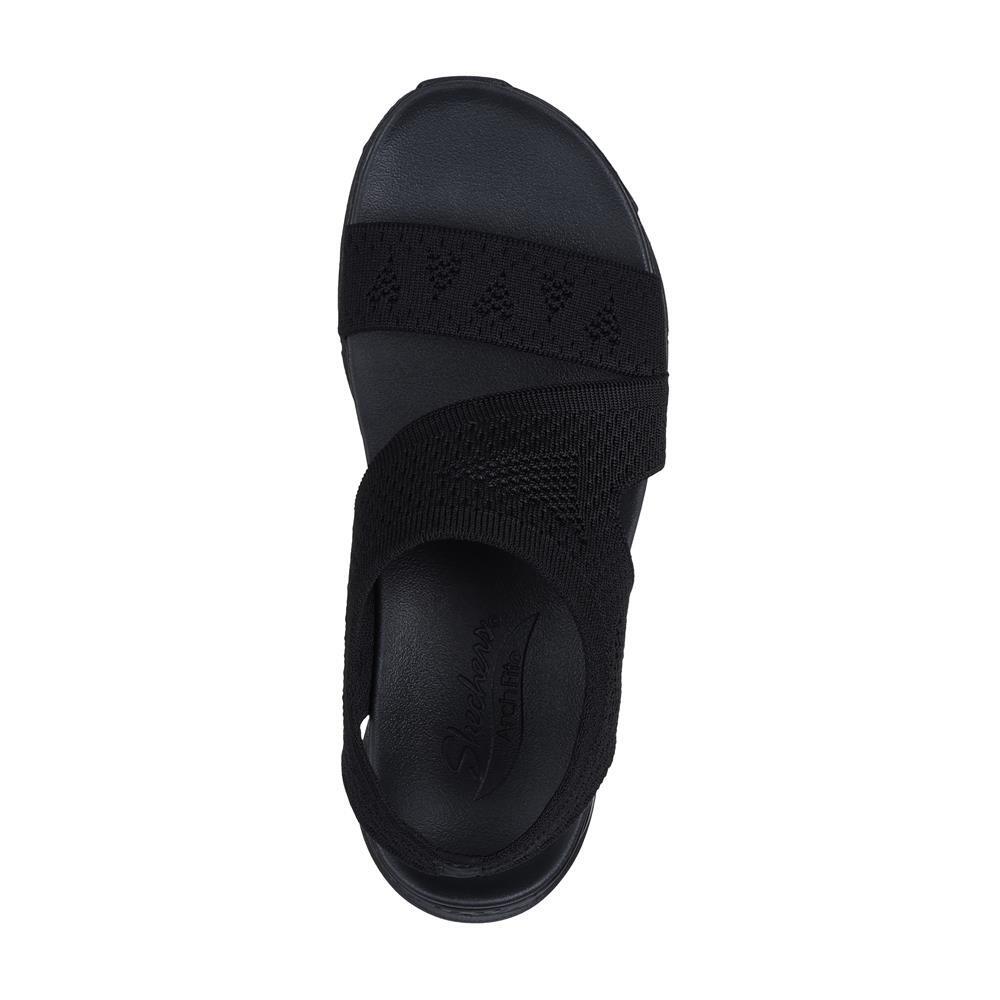 Sandalia Mujer Skechers Arch Fit Sandal Tejido Ajustable Negro 3/5