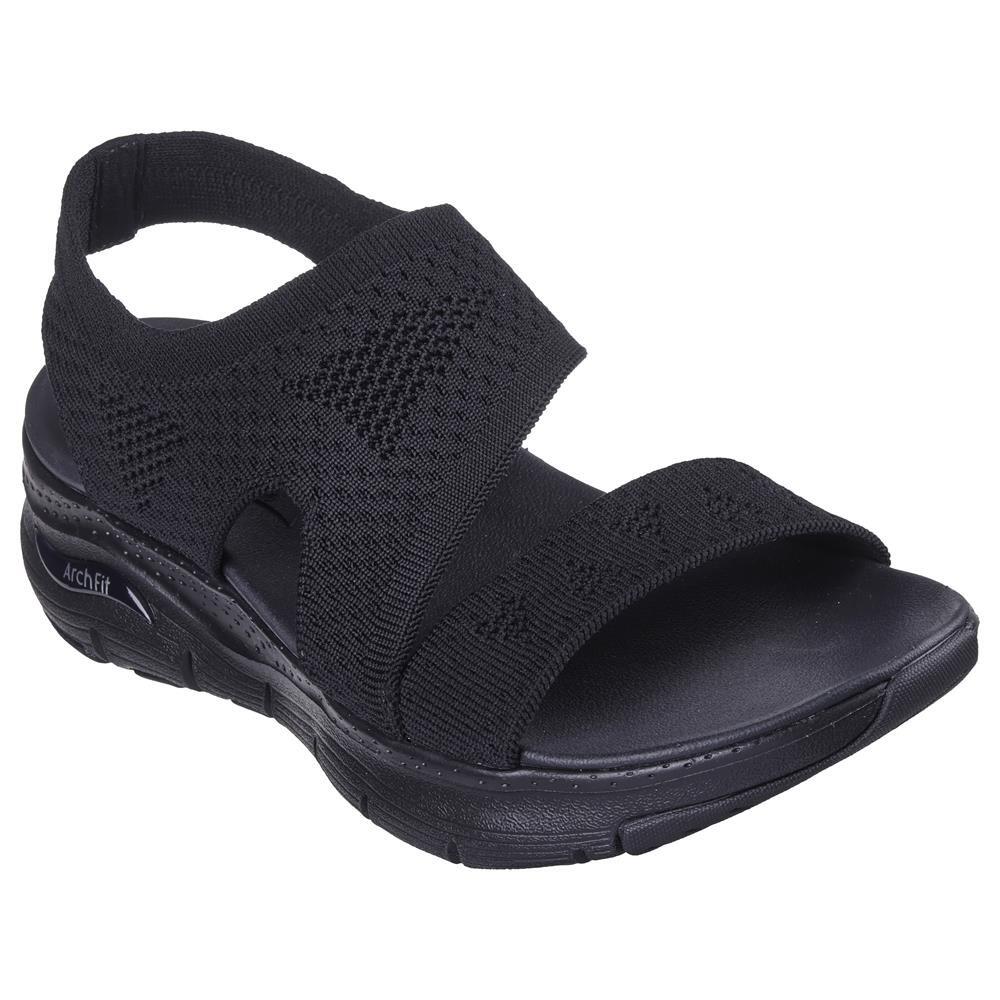 Sandalia Mujer Skechers Arch Fit Sandal Tejido Ajustable Negro 2/5