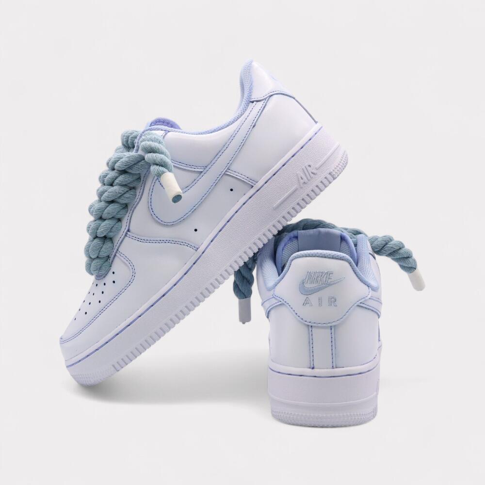 Nike Air Force 1 Light Blue - Rope Lace Light Blue 3/4