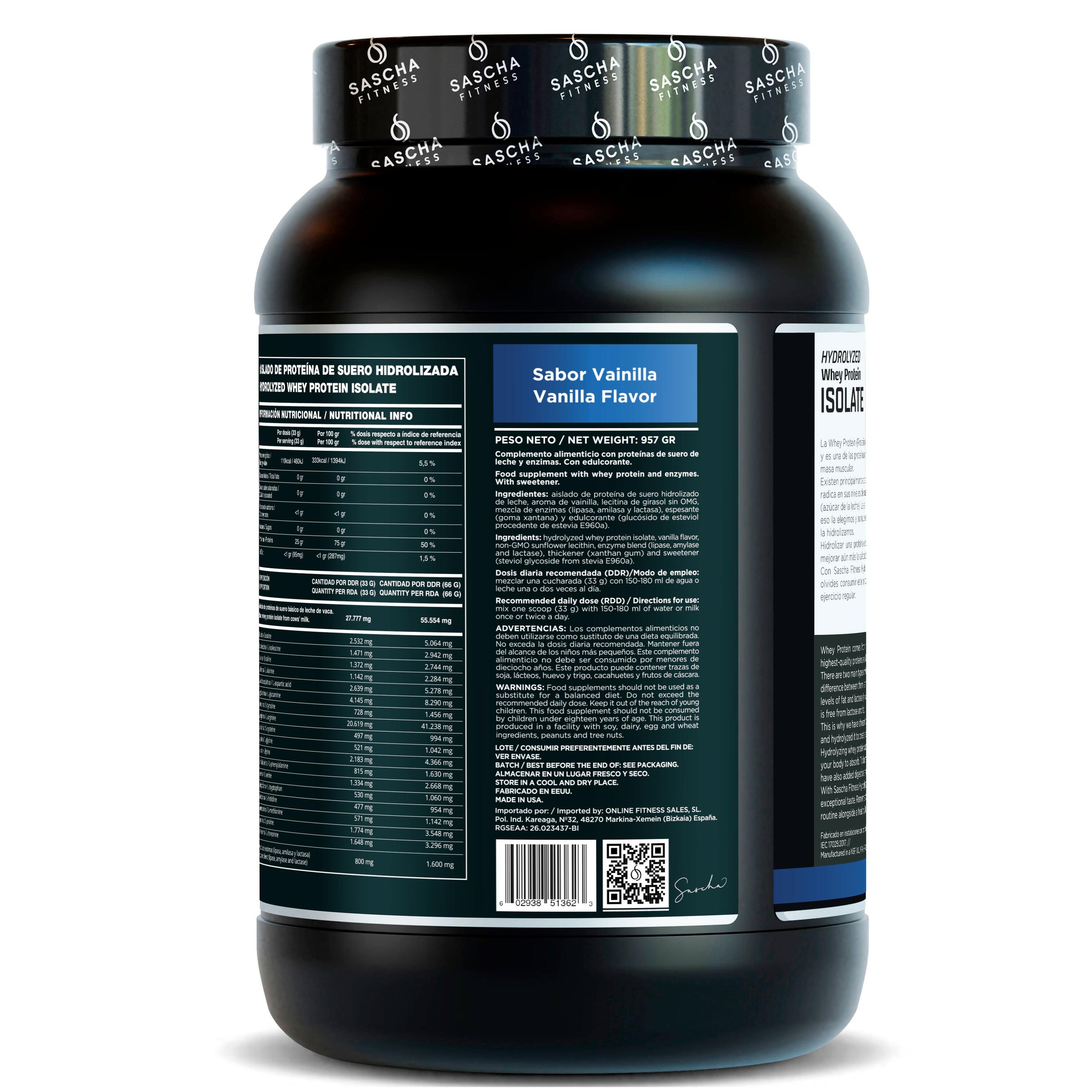 Proteína Whey Hidrolizada y Aislada sabor Vainilla (957 g) 4/4