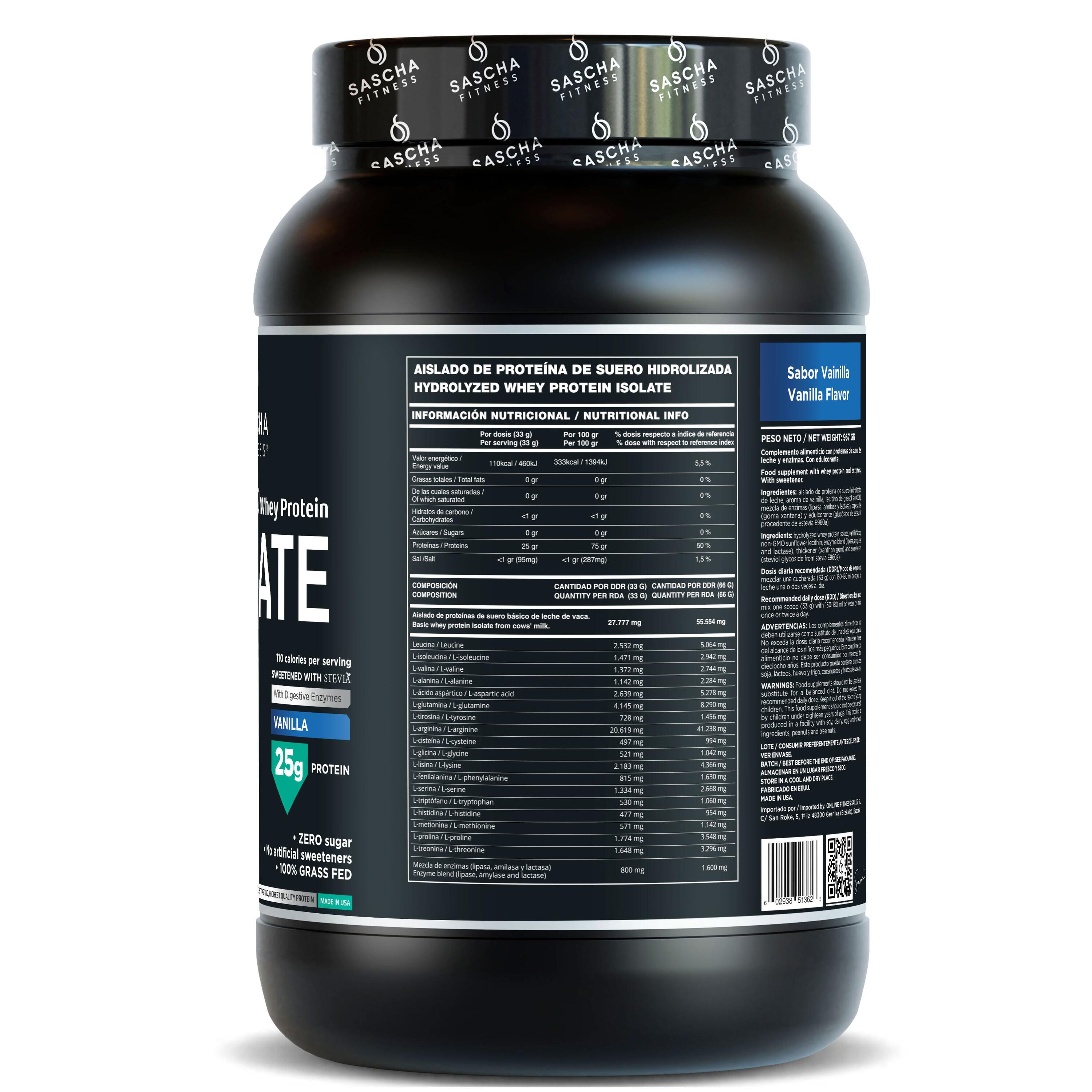 Proteína Whey Hidrolizada y Aislada sabor Vainilla (957 g) 2/4