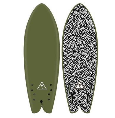 Surfboard Schaumstoff - Heritage 5'8" Fish - Quad Fin - Military Green/Brain
