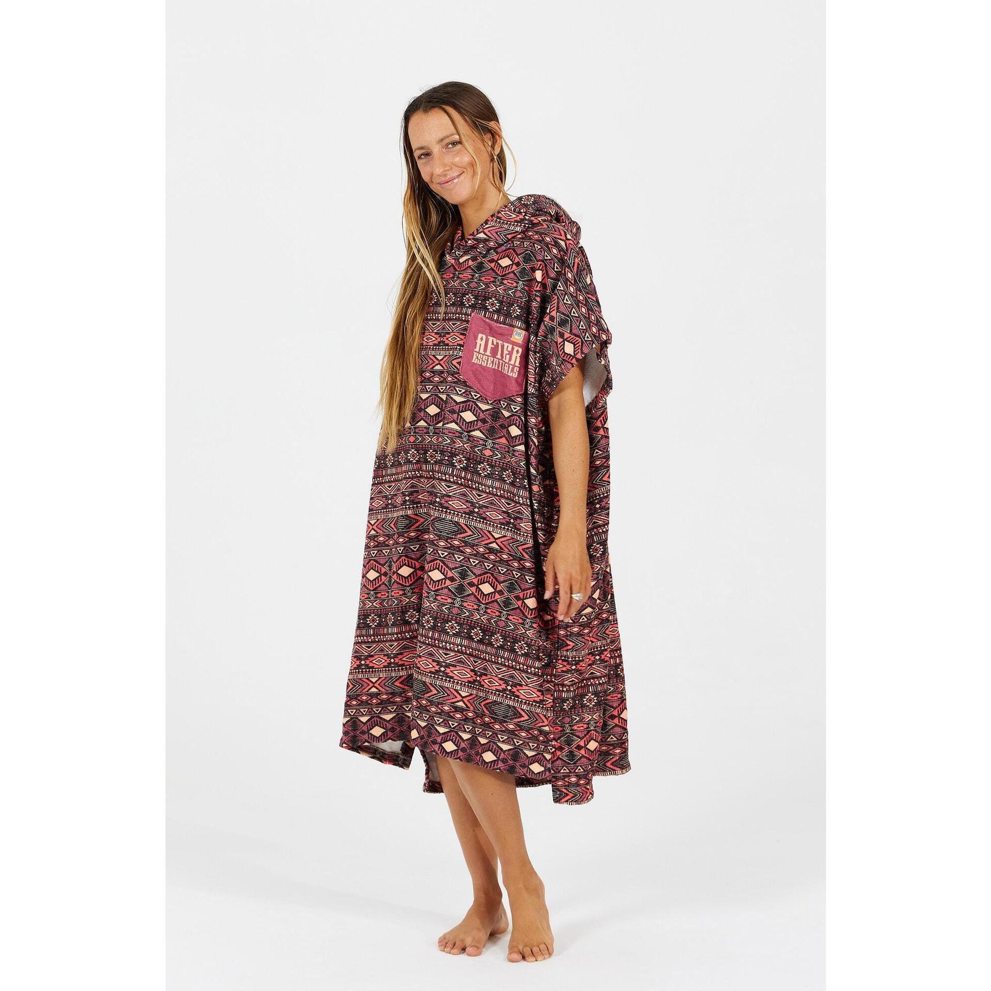 After Essentials - Poncho Surf Adulte - Native Series - Lima - Serviette Poncho - Rouge - Taille Unique - Decathlon