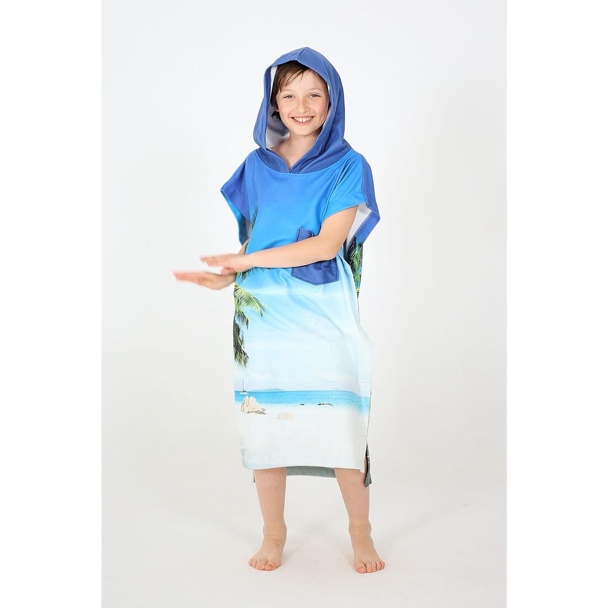 After Essentials - Poncho De Bain - Surf - Enfant (enfants: 5-12 Ans) - Tahiti - Serviette Poncho - Bleu - Taille Unique - Decathlon