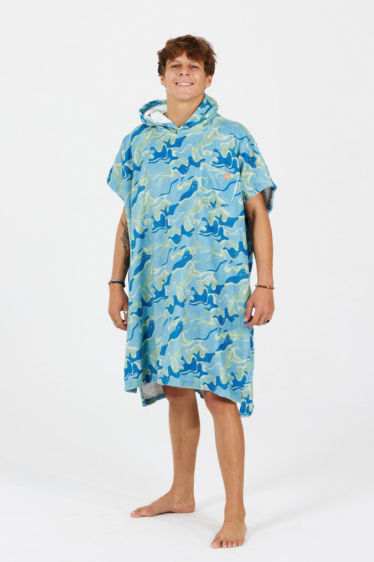 AFTER ESSENTIALS Surfponcho voor volwassenen - Camo Series - Blue