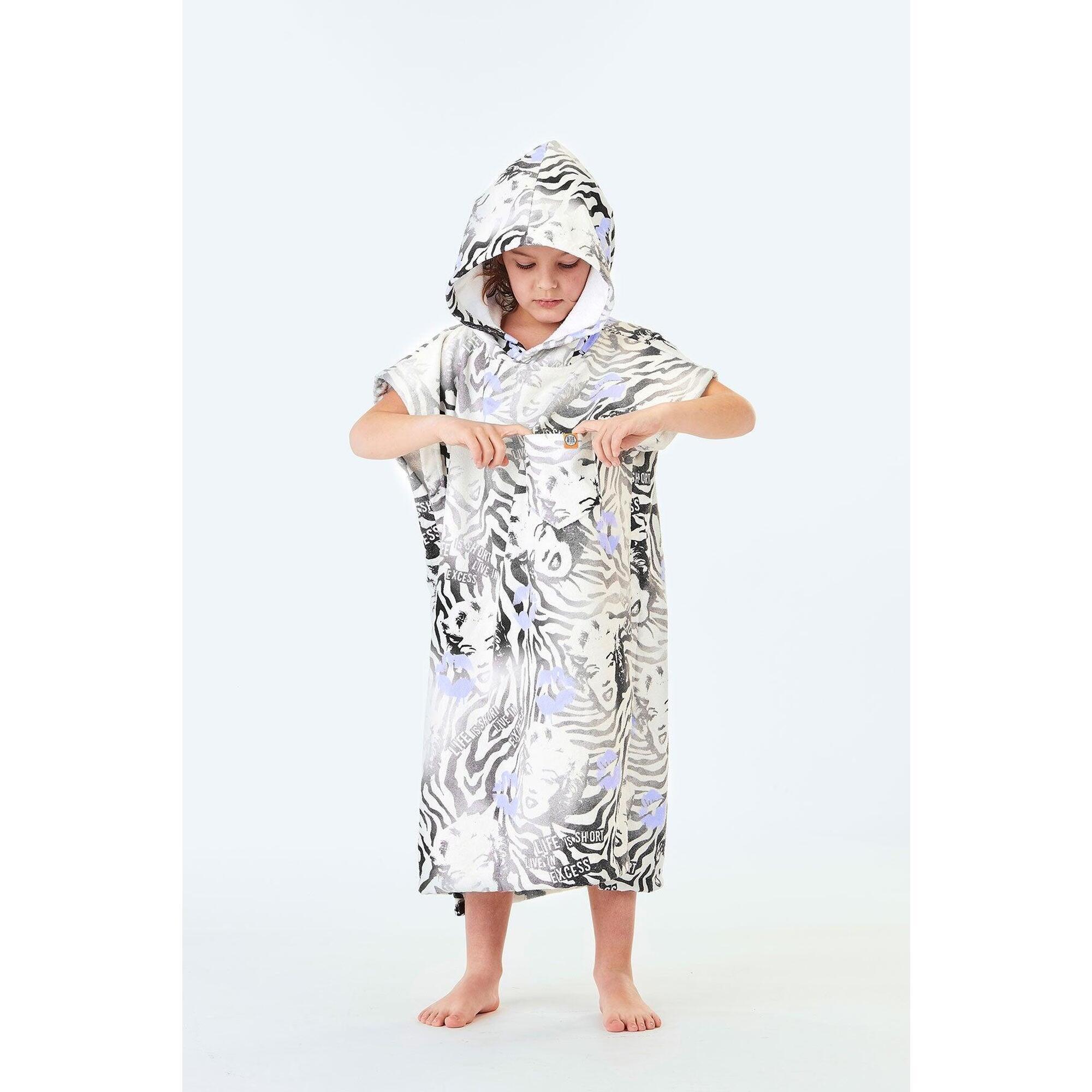 After Essentials - Poncho De Bain - Surf - Enfant (enfants: 5-12 Ans) - Maud Le Car - Serviette Poncho - Gris - Taille Unique - Decathlon