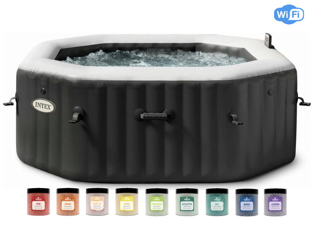 INTEX Intex PureSpa Jet & Bubble Deluxe Carbone + Aquatural Set Aroma Crystals + Wifi
