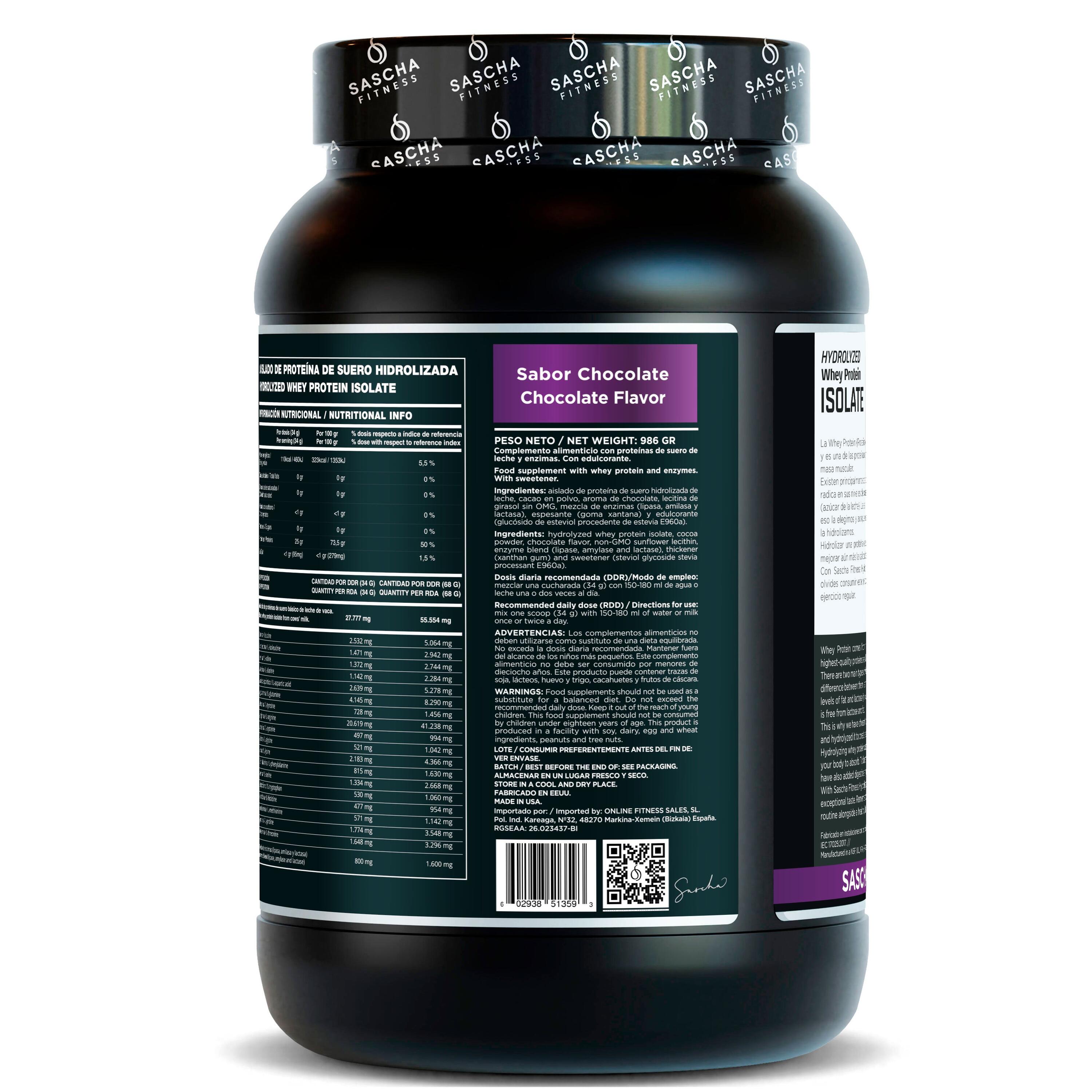 Proteína Whey Hidrolizada y Aislada sabor Chocolate (986 g) 4/4