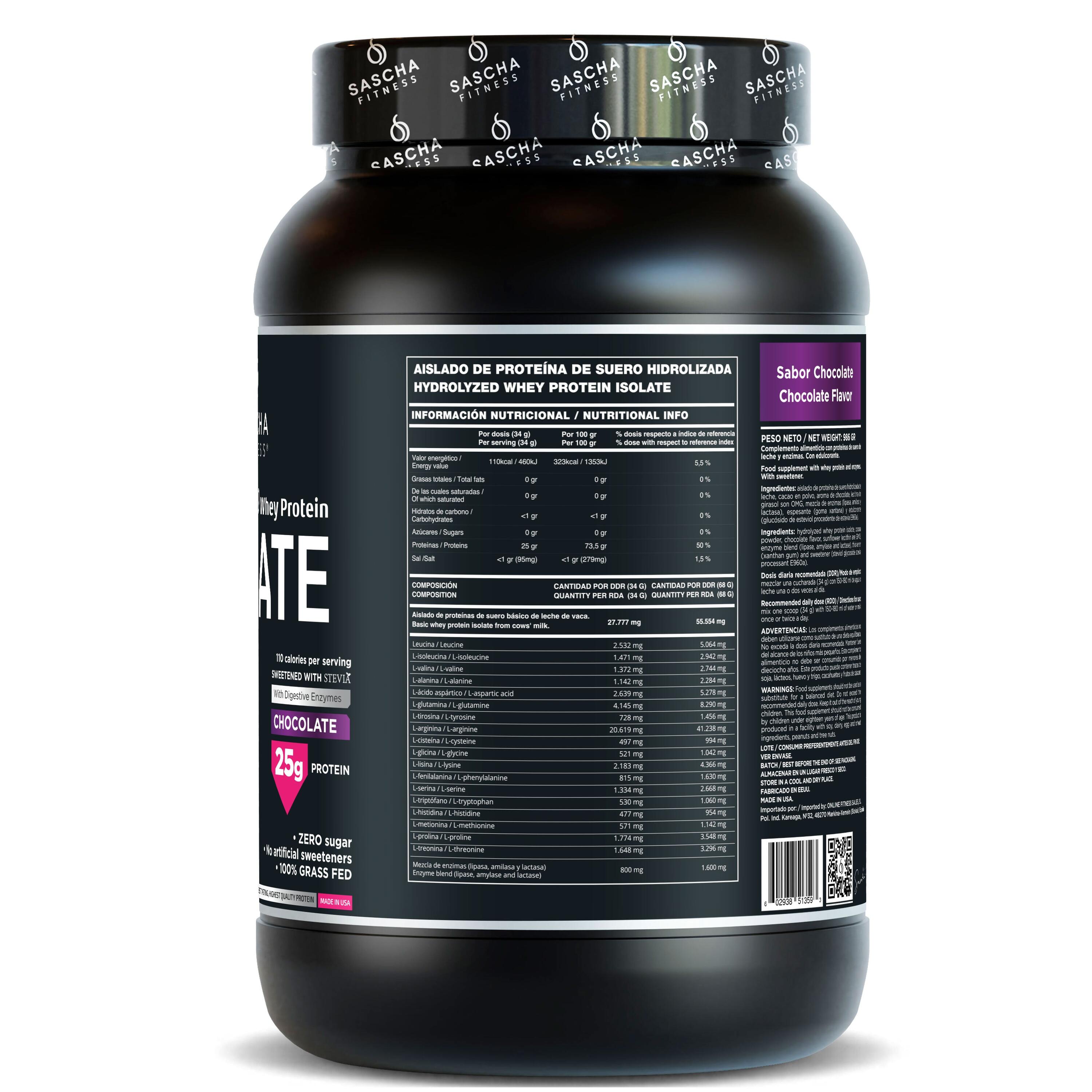 Proteína Whey Hidrolizada y Aislada sabor Chocolate (986 g) 2/4
