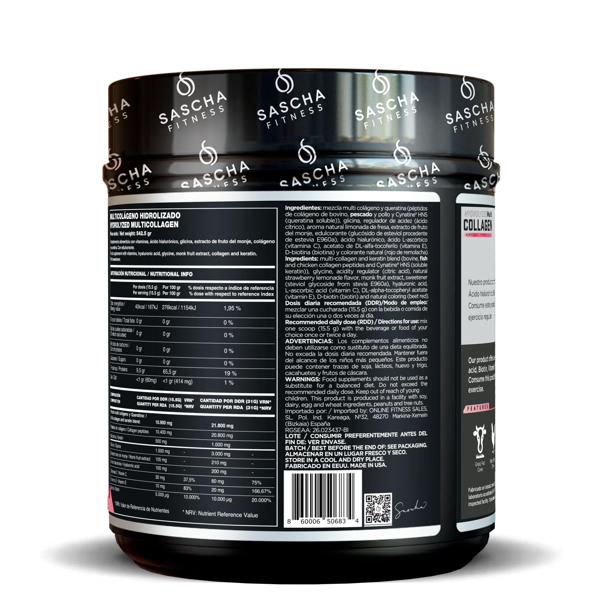 Colágeno Multi Hidrolizado sabor Limonada de Fresa (542,5 g) 4/4