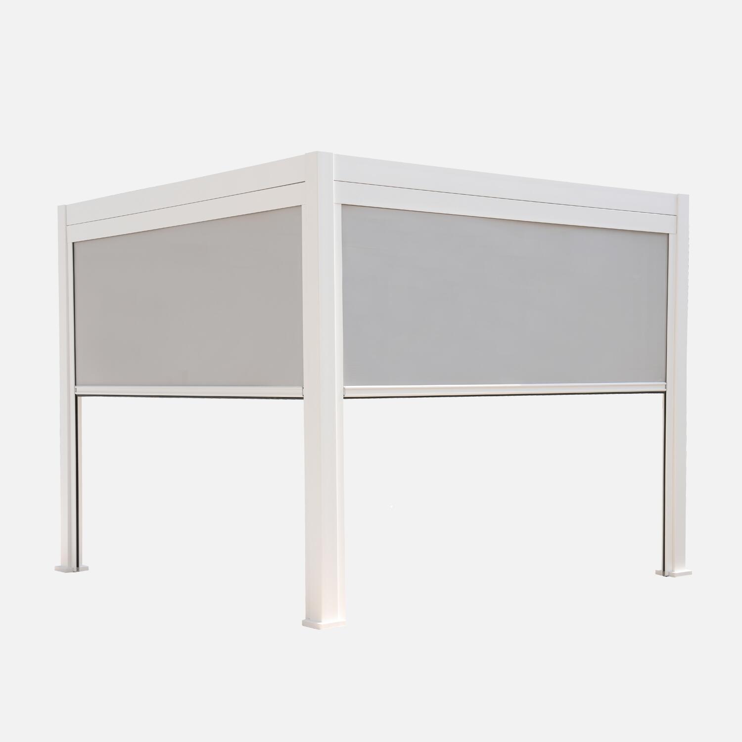 Pérgola bioclimática de alumínio triomphe 3x3m v2 + 2 toldos 3m, branco