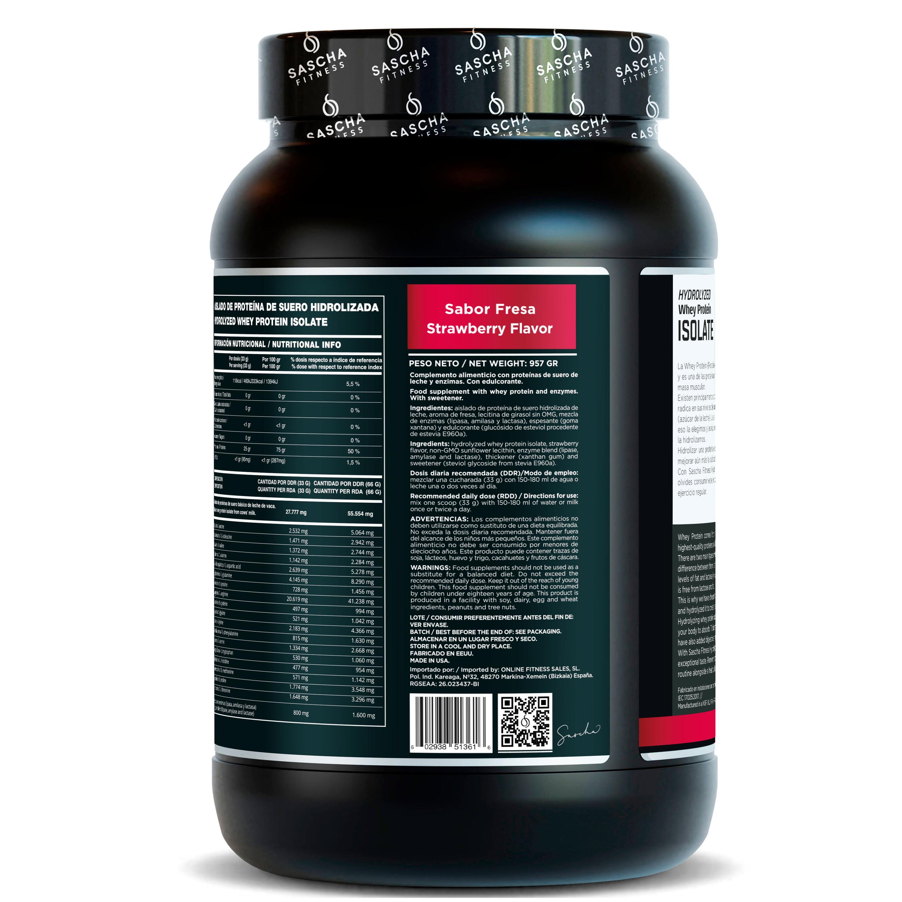 Proteína Whey Hidrolizada y Aislada sabor Fresa (957 g) 4/4