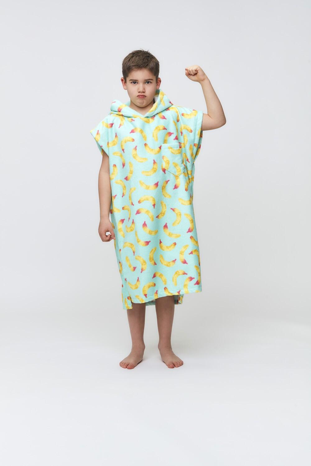 AFTER ESSENTIALS Kinderen surfen veranderende poncho (kinderen: 5-12 jaar) - Banana Stain