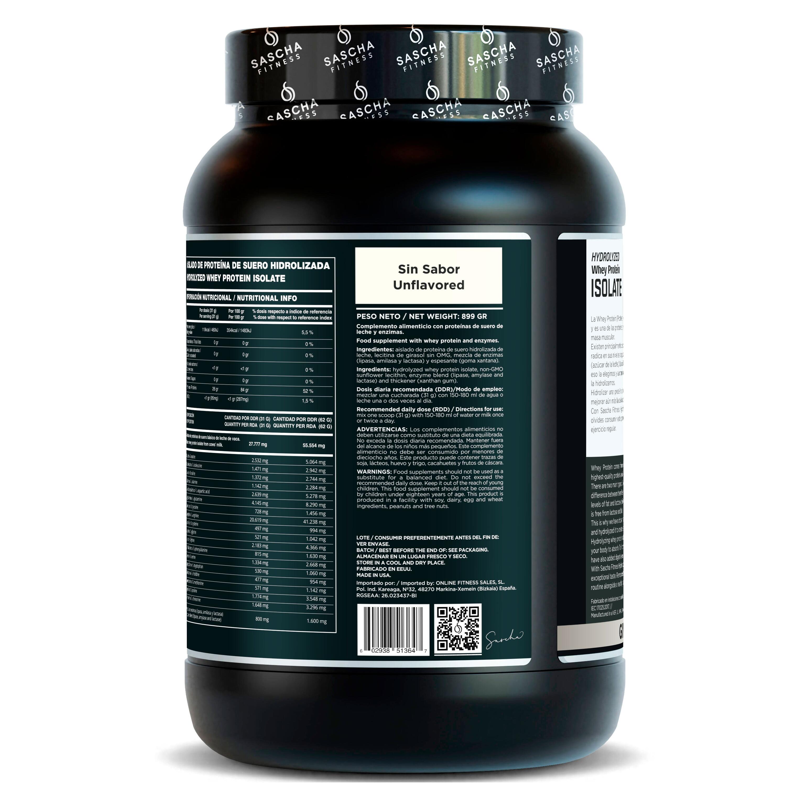 Proteína Whey Hidrolizada y Aislada sin sabor (899 g) 4/4