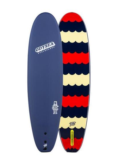 Foamie Surfboard - Plank Single Fin - 9'0" - Midnight Blue/Scallops