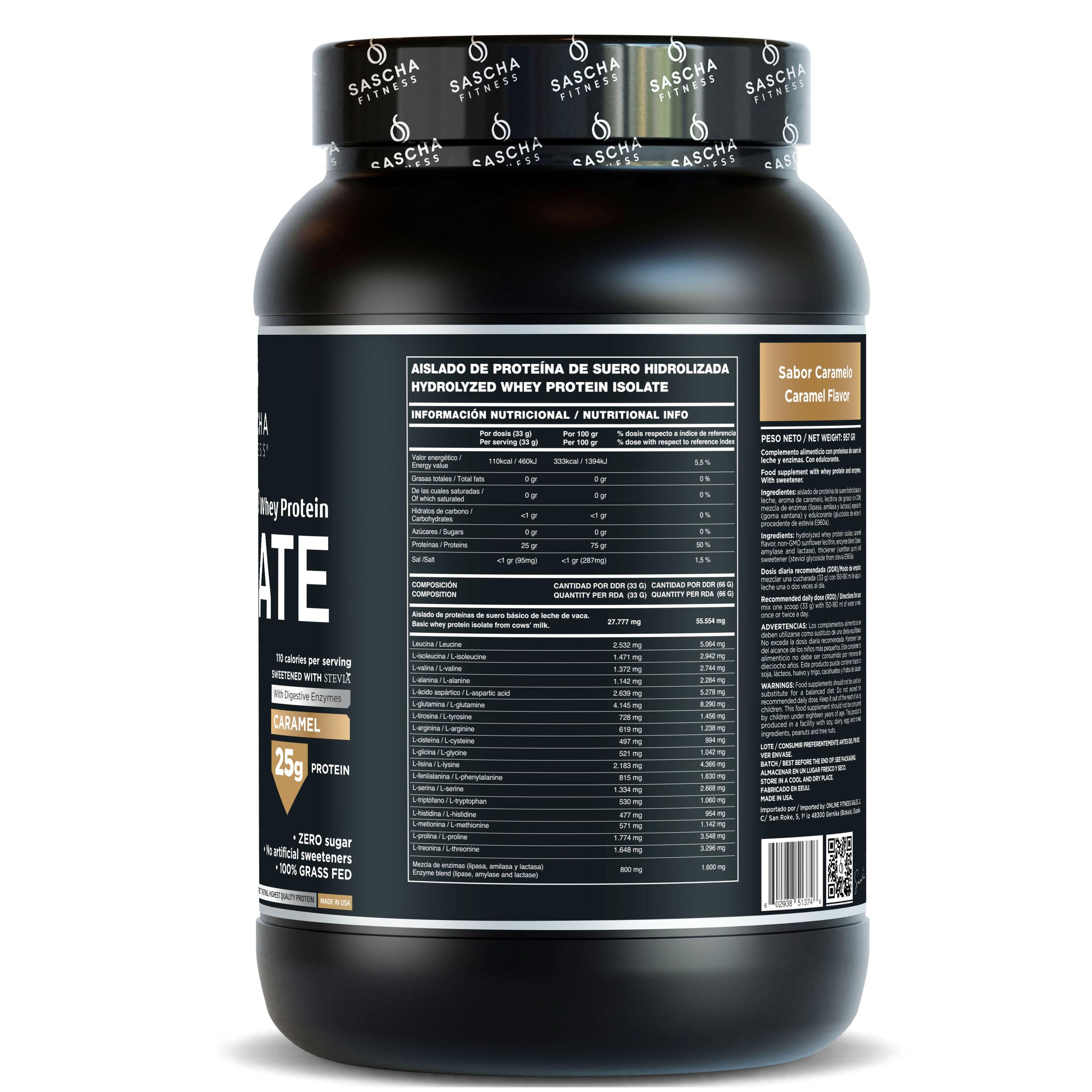 Proteína Whey Hidrolizada y Aislada sabor Caramelo (957 g) 2/4