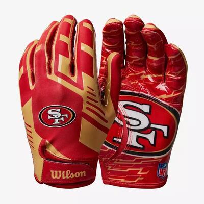 Guanti elasticizzati Wilson NFL per adulti della squadra San Francisco 49ers