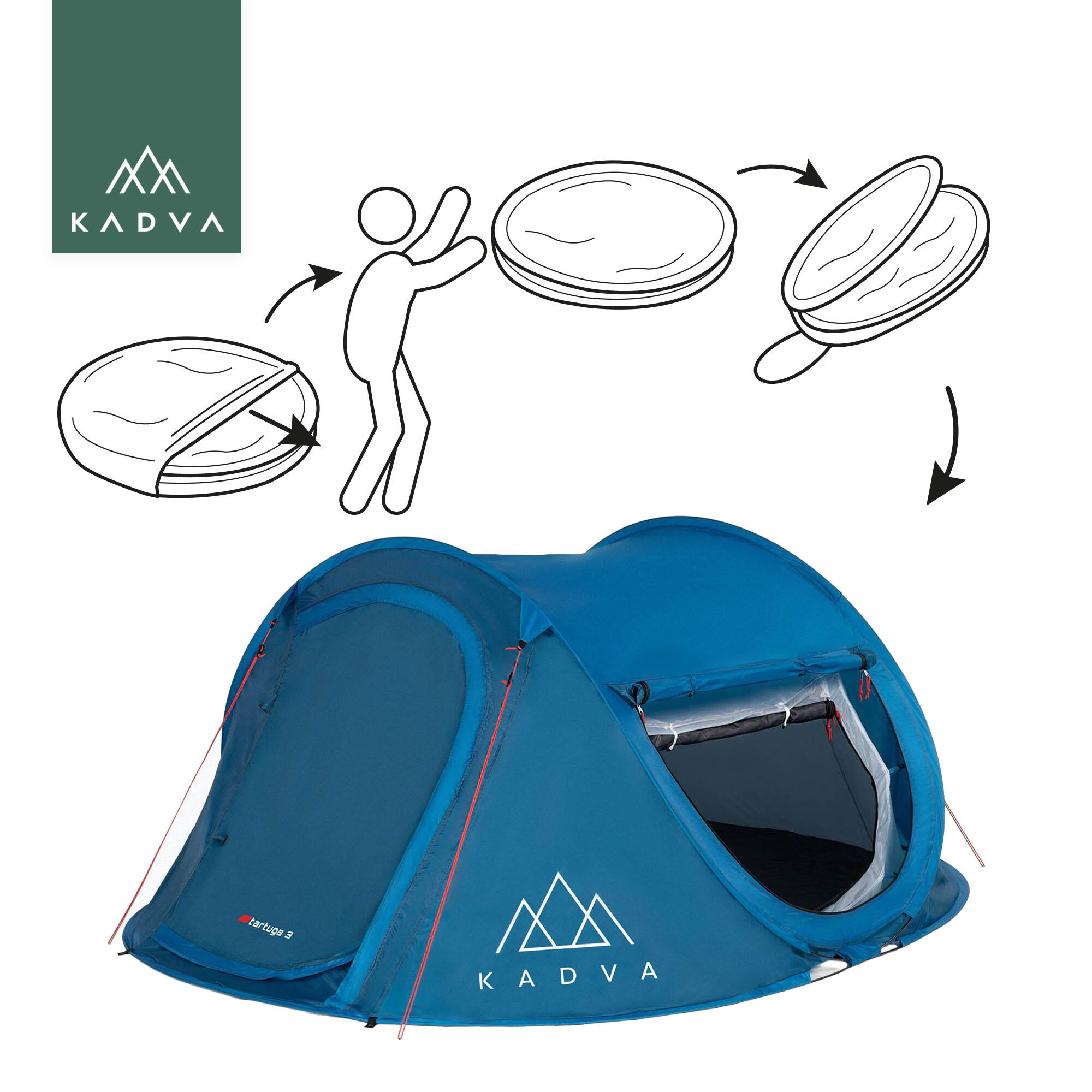 Tienda de campaña KADVA Tartuga 3 para 3 personas 2/7