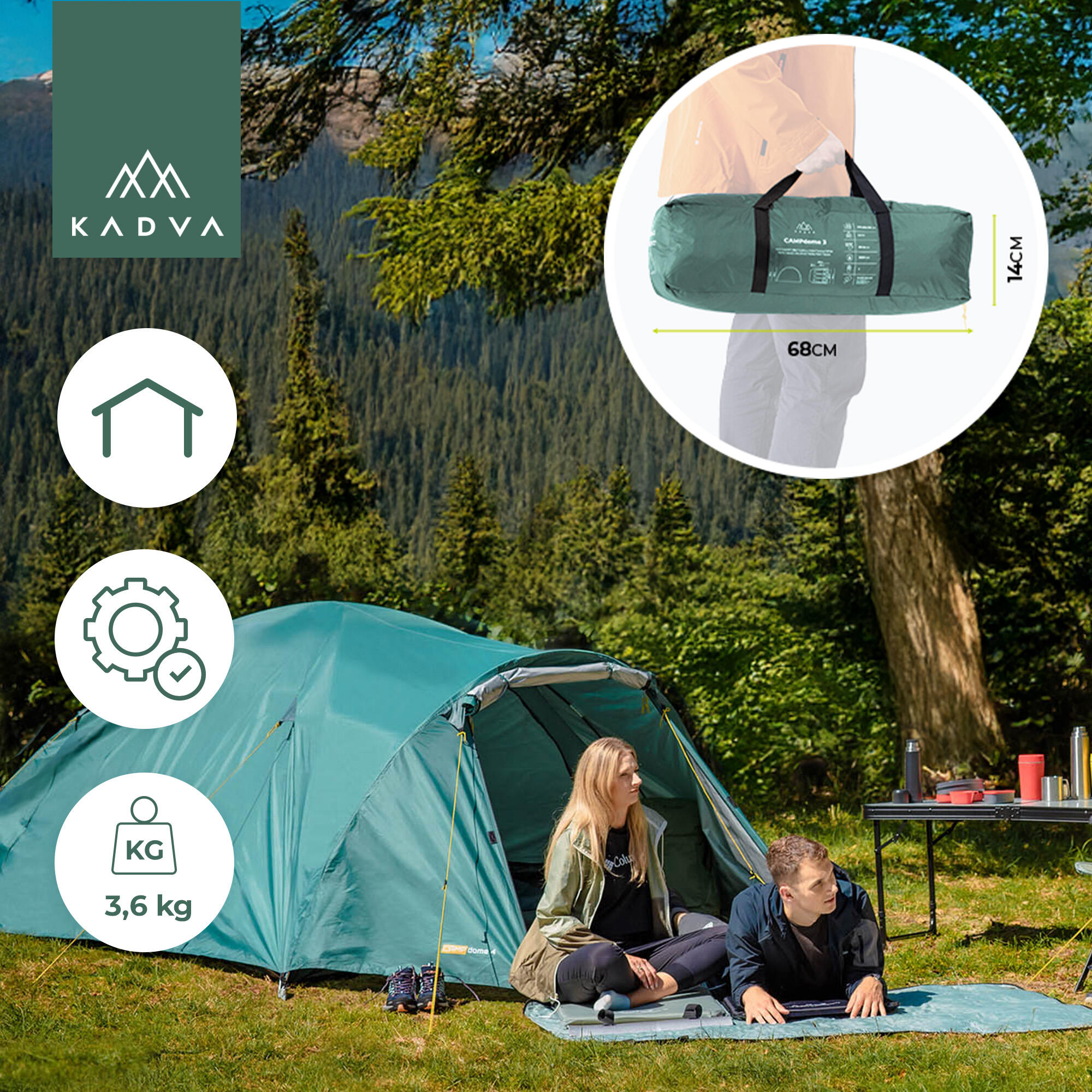 KADVA CAMPdome 4 Tenda da campeggio per 4 persone 6/7