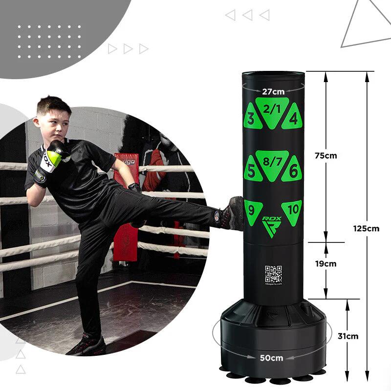 Sac de Box Podea Copii RDX KT Ronin 4FT 2-în-1 cu Mănuși - Verde, 4FT