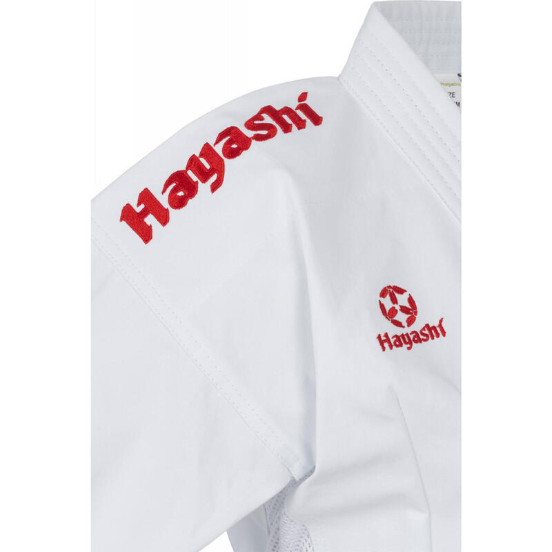 Karate Gi “Jingu” - Alb, broderie rosie, marime 165 cm