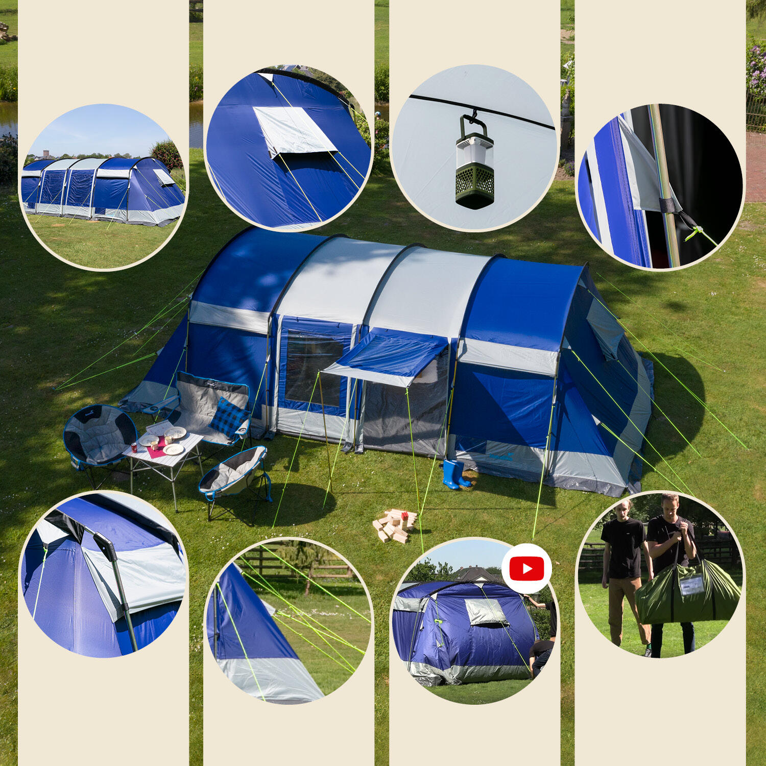 Gebraucht - Familienzelt Montana Sleeper 8 Personen - 3 dunklen Schlafkabinen 5/11