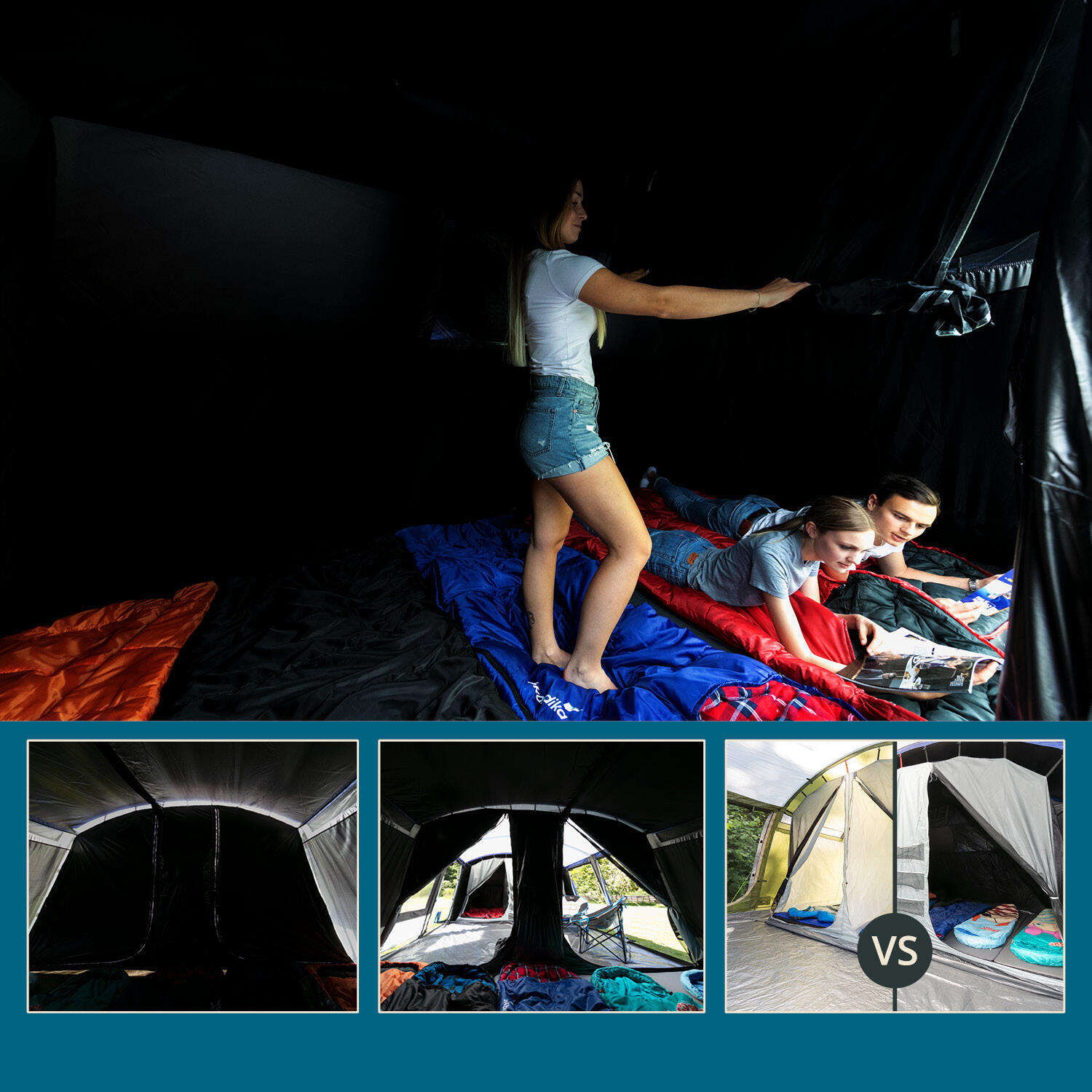 Gebraucht - Familienzelt Montana Sleeper 8 Personen - 3 dunklen Schlafkabinen 3/11